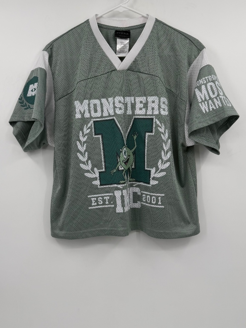Disney Pixar Jersey Women Small Green Cropped Monsters Inc Mike Wazowski